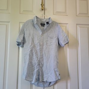 Chaps Linen Young man's Small Light Blue short sleeve button down Oxford